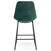 Tabouret de snack mi-hauteur 'GUSTO MINI' velours vert pieds tréteaux en métal noir dossier haut