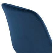Tabouret snack mi-hauteur 'CHAIRMAN MINI BLACK EDITION' velours bleu 4 pieds bois noir dossier haut
