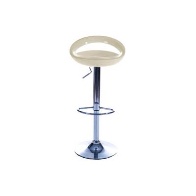 Tabouret de bar réglable design 'Romeo' pivotant blanc avec pied central en métal chromé