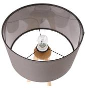 Lampe à poser scandinave trépied 'Stätiv' abat-jour gris 3 pieds en bois naturel