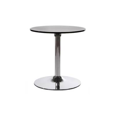 Table basse design ronde 'Pop' noire pied central en métal chromé – Ø 60 cm