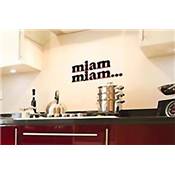 Sticker mural cuisine 'Miam miam' noir