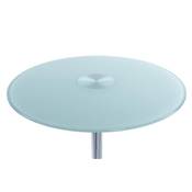 Table basse design ronde 'Pub' en verre opaque pied central en métal chromé - Ø 70 cm