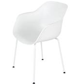 Chaise design à accoudoirs 'CONCEPT' blanche avec 4 pieds en métal blanc
