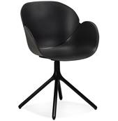Chaise design à accoudoirs 'TUNED' noire avec 4 pieds en métal noir