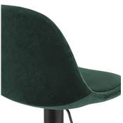 Tabouret de bar réglable 'LUSSO' pivotant velours vert pied et repose pieds métal noir dossier haut