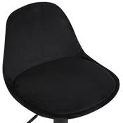 Tabouret de bar réglable 'LUSSO' pivotant velours noir pied et repose pieds métal noir dossier haut