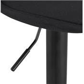 Tabouret de bar réglable 'LUSSO' pivotant en tissu noir pied et repose pieds métal noir dossier haut