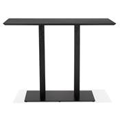 Table de bar haute design 'Tvillin Black' bois noir double pied central en fonte noir – 150 x 70 cm