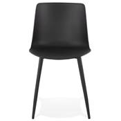 Chaise design moderne 'SILDE' noire avec 4 pieds en métal noir