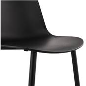 Chaise design moderne 'SILDE' noire avec 4 pieds en métal noir