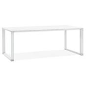 Grand bureau direction droit 'BUSINESS XL' bois blanc pieds métal blanc et chromé – 200 x 100 cm