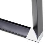 Bureau de direction d'angle design 'GLASSTOP L' plateau en verre noir pieds métal noir et chromé – 160 cm