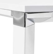 Bureau de direction d'angle 'Business L' plateau bois blanc pieds métal blanc et chromé – 160 cm