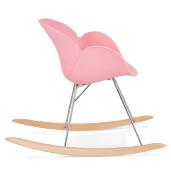 Chaise à bascule design scandinave à accoudoirs 'Gungstöl' rose pieds en bois et métal chromé