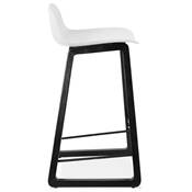 Tabouret de snack mi-hauteur design 'Skala Black Edition' blanc pieds tréteaux bois noir dossier bas