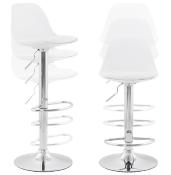 Tabouret de bar réglable design 'Sohoye' pivotant blanc pied et repose pieds chromé dossier haut