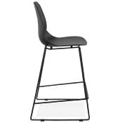 Tabouret de snack mi-hauteur empilable 'Great Mini' noir 4 pieds repose pieds métal dossier haut