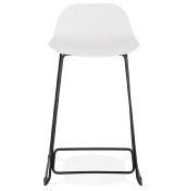 Tabouret de snack mi-hauteur 'Steelblack Mini' blanc repose pieds tréteaux métal noir dossier bas