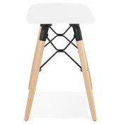 Tabouret bas scandinave 'Solo' blanc avec 4 pieds en bois naturel