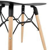 Tabouret bas scandinave 'Solo' noir avec 4 pieds en bois naturel