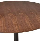 Table de bar haute design ronde 'Standup' mange debout en noyer avec pied central en métal noir