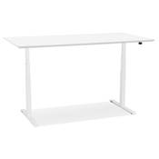 Bureau design assis-debout électrique 'TECH' blanc en bois pieds en métal blanc - 180 x 90 cm