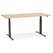 Bureau design assis-debout électrique 'SMALL SEMPLICE' en bois pieds en métal noir - 140 x 70 cm