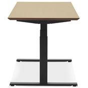 Bureau design assis-debout électrique 'SMALL TECH' en bois naturel pieds métal noir - 150 x 70 cm