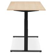 Bureau design assis-debout électrique 'SEMPLICE' en bois naturel pieds en métal noir - 160 x 80 cm