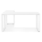 Bureau d'angle design 'MEET L' plateau en bois blanc avec pieds en métal blanc - 160 cm