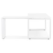 Bureau d'angle design 'MEET L' plateau en bois blanc avec pieds en métal blanc - 160 cm