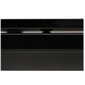 Petit Bureau de direction 'SMALL GLASSTOP' en verre noir pieds métal noir et chromé – 140 x 70 cm