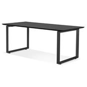 Bureau droit design 'SMART' plateau noir en bois avec pieds en métal noir - 180 x 90 cm