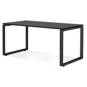 Bureau droit design 'MEET SMALL' plateau en bois noir avec pieds en métal noir - 160 x 80 cm