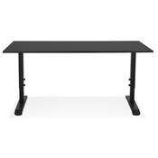 Bureau droit réglable en hauteur design 'MODULARE' noir en bois pieds en métal noir - 160 x 80 cm