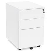 Caisson de bureau / table de chevet design à roulettes 'PRATIK' en métal blanc