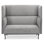 Canapé acoustique 2 places design dossier haut 'INTIME' en tissu gris clair 4 pieds en métal noir