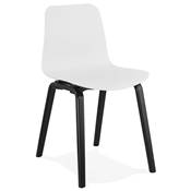 Chaise de cuisine / salle à manger design 'Parkwood Black Edition' blanche avec 4 pieds en bois noir
