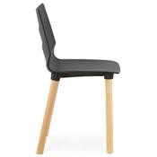 Chaise scandinave design 'Rygso' noire avec 4 pieds en bois naturel