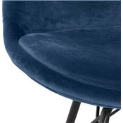 Chaise design style baroque 'GORD' en velours bleu et 4 pieds avec croisillons en métal noir