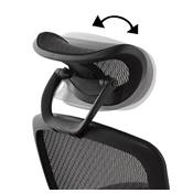 Fauteuil de bureau design à roulettes appui tête dossier bas 'WORK' noire tissu maillé pieds chromés