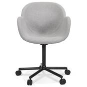 Chaise de bureau à accoudoirs design à roulettes dossier bas 'MINISTRY' tissu gris pieds métal noir