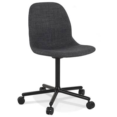 Chaise de bureau design à roulettes dossier bas 'SCRIB' en tissu gris foncé pieds en métal noir
