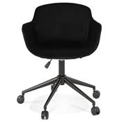 Chaise design de bureau à roulette 'SOFT' en velours noir avec 5 pieds en métal noir