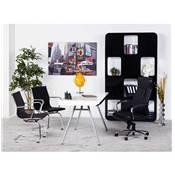 Chaise de bureau design 'SLAT' noire avec pieds en métal chromé