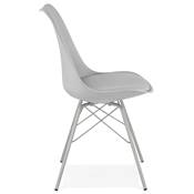 Chaise design style industriel 'GORD' grise avec 4 pieds en métal gris