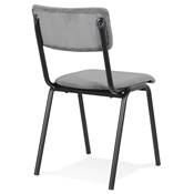 Chaise 'SKOLA' assise et dossier en tissu côtelé gris foncé avec 4 pieds en métal noir
