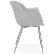 Chaise style industriel design à accoudoirs 'EXPO' grise avec 4 pieds en métal gris