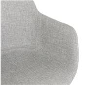 Chaise design lounge à accoudoirs 'NICE' en tissu gris clair avec 4 pieds en métal noir